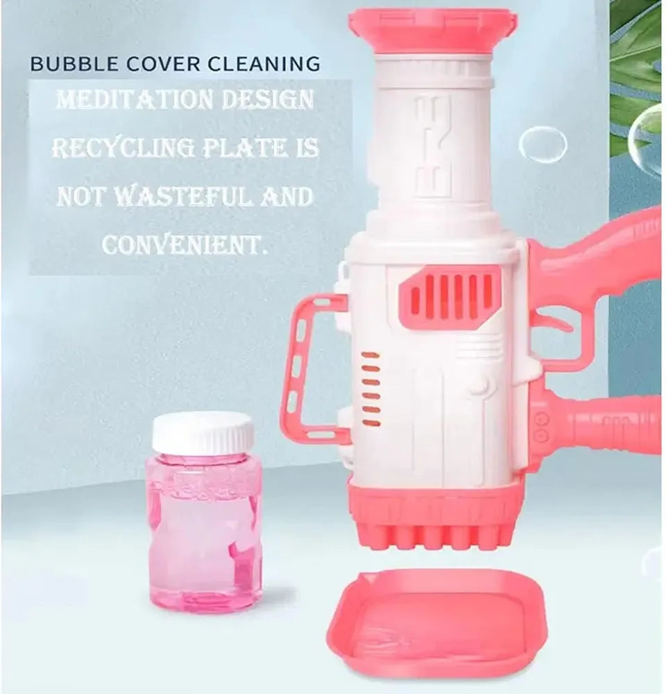Niku 32 Hole Large Electric Gatling Bubble Gun for Kids with Soap Solution Indoor and Outdoor Toys | Bubble Maker Gun Machine for Girls, Boys and for Parties