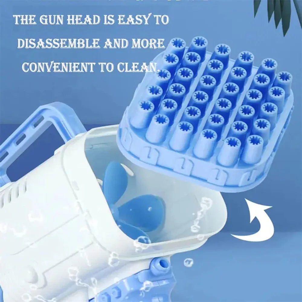 Niku 32 Hole Large Electric Gatling Bubble Gun for Kids with Soap Solution Indoor and Outdoor Toys | Bubble Maker Gun Machine for Girls, Boys and for Parties 