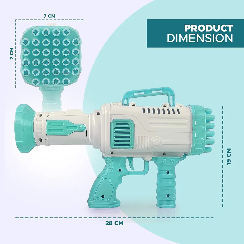 Niku 32 Hole Large Electric Gatling Bubble Gun for Kids with Soap Solution Indoor and Outdoor Toys | Bubble Maker Gun Machine for Girls, Boys and for Parties 