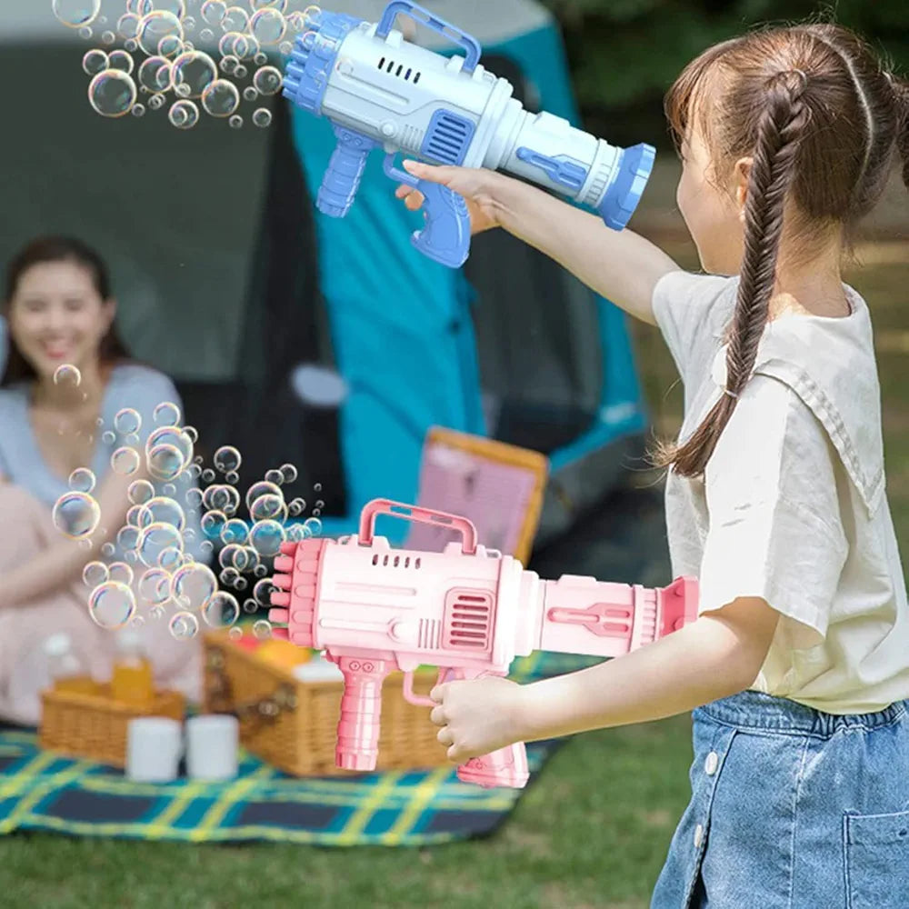 Niku 32 Hole Large Electric Gatling Bubble Gun for Kids with Soap Solution Indoor and Outdoor Toys | Bubble Maker Gun Machine for Girls, Boys and for Parties 